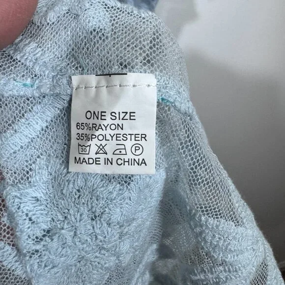 Womens Pastel Blue Lace Long Line Cardigan One Size Fairycore Boho Romantic - Picture 5 of 5